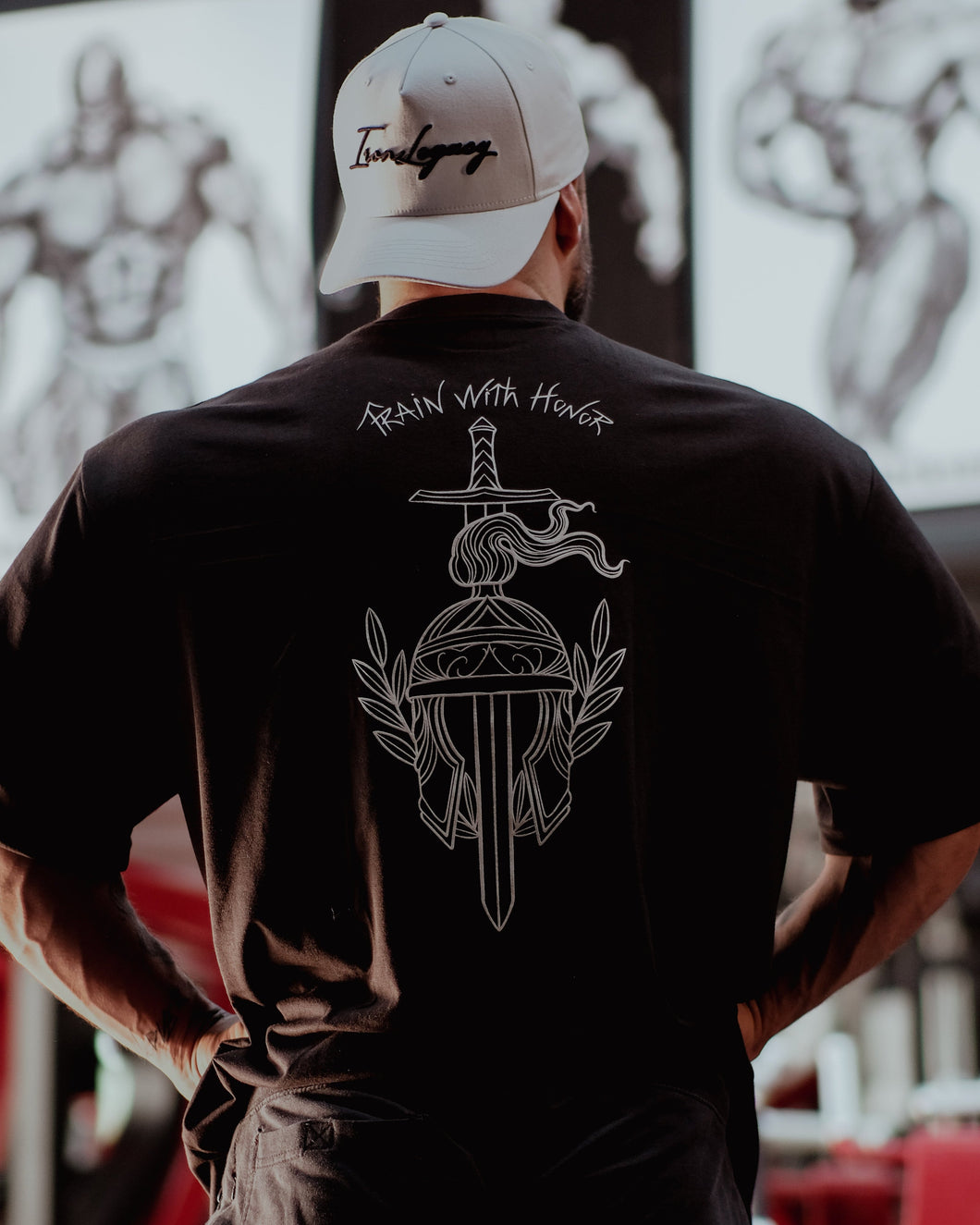 T-Shirt Oversized Signature TrainWithHonor Black 3D