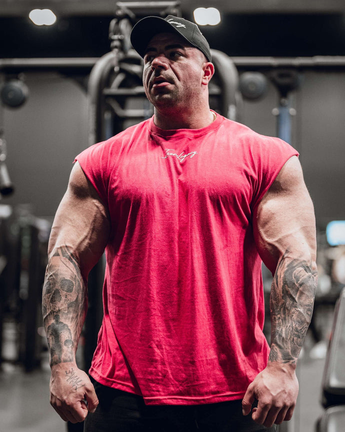 Signature Oversize 3D Sleeveless Red Acid Wash