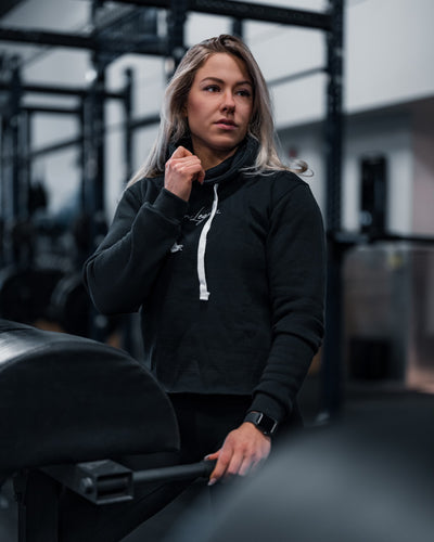 Crop-Top Hoodie Signature Brodé Noir