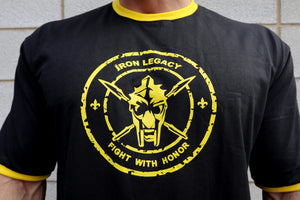 T-Shirt FightWithHonor Rond Noir/Jaune